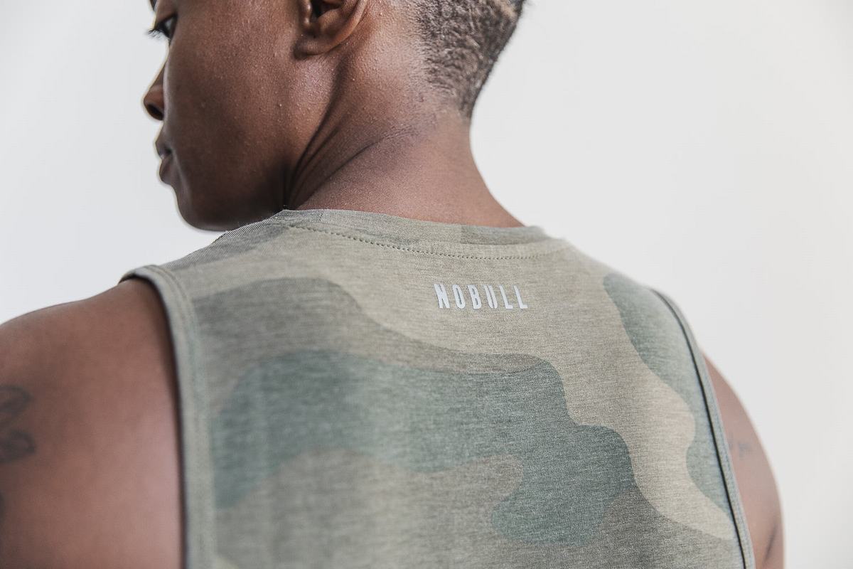 Nobull Crossfit® Muscle Women's Tank Tops Green Camo | Australia (BX1049)